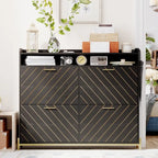 Meuble à chaussures noir 4 portes abattantes – Chevrons rustiques, Rangement d'entrée