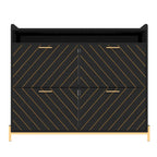 Meuble à chaussures noir 4 portes abattantes – Chevrons rustiques, Rangement d'entrée
