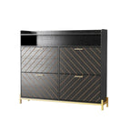 Meuble à chaussures noir 4 portes abattantes – Chevrons rustiques, Rangement d'entrée