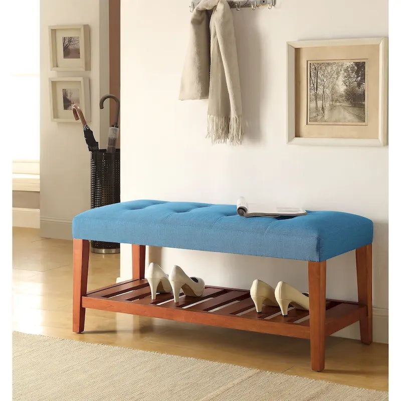 Banc de rangement capitonné gris / gris clair / bleu / beige, 1 place