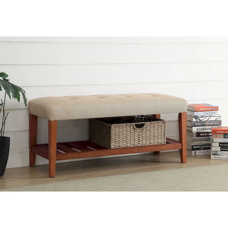 Banc de rangement capitonné gris / gris clair / bleu / beige, 1 place