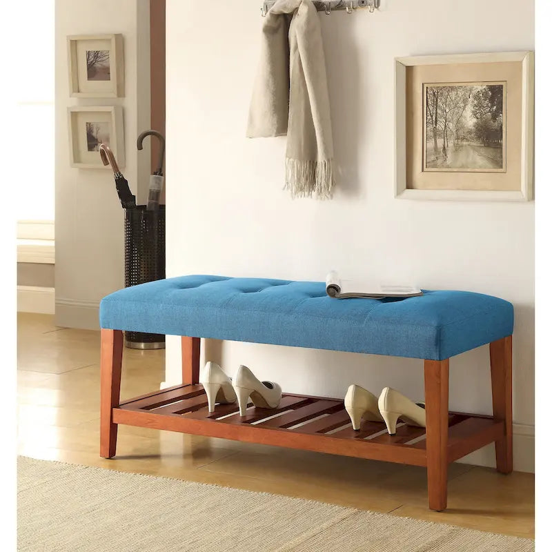 Banc de rangement capitonné gris / gris clair / bleu / beige, 1 place
