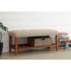 Banc de rangement capitonné gris / gris clair / bleu / beige, 1 place
