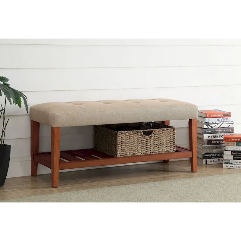 Banc de rangement capitonné gris / gris clair / bleu / beige, 1 place