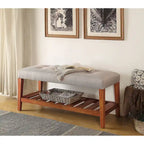 Banc de rangement capitonné gris / gris clair / bleu / beige, 1 place