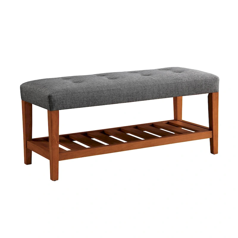Banc de rangement capitonné gris / gris clair / bleu / beige, 1 place