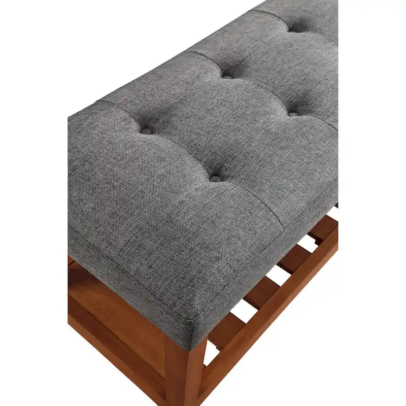 Banc de rangement capitonné gris / gris clair / bleu / beige, 1 place