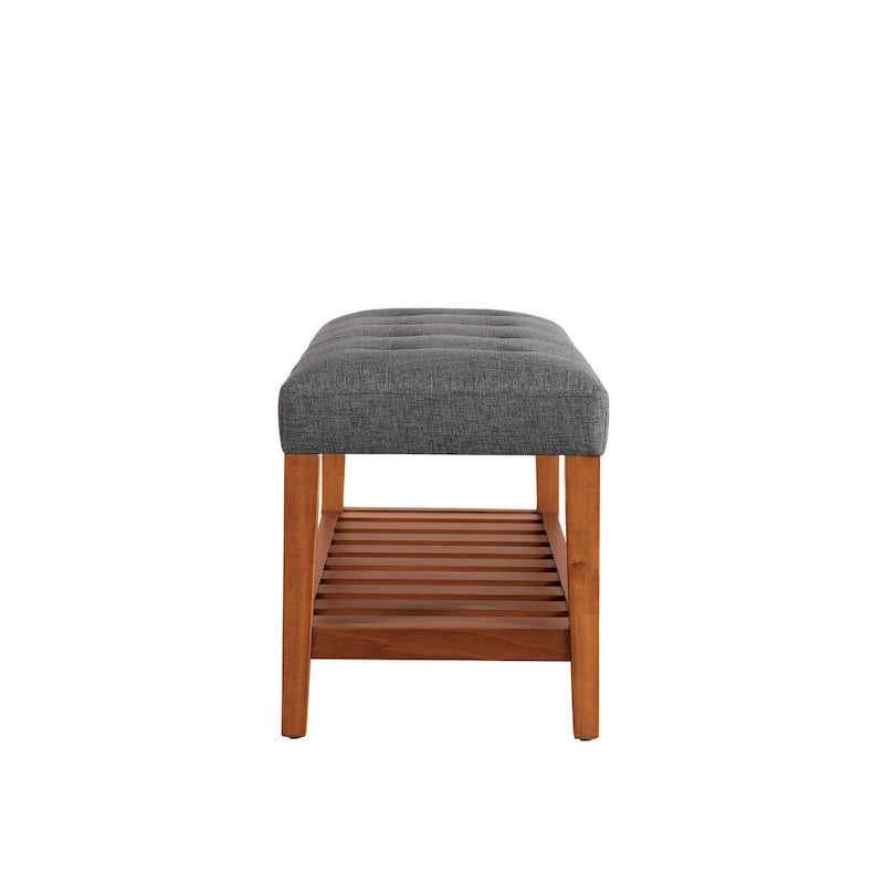 Banc de rangement capitonné gris / gris clair / bleu / beige, 1 place