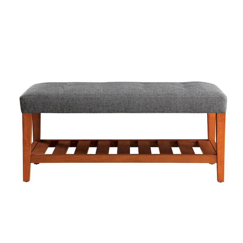 Banc de rangement capitonné gris / gris clair / bleu / beige, 1 place
