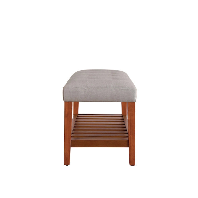 Banc de rangement capitonné gris / gris clair / bleu / beige, 1 place