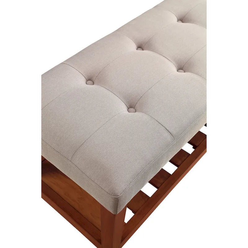 Banc de rangement capitonné gris / gris clair / bleu / beige, 1 place