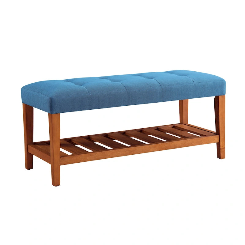 Banc de rangement capitonné gris / gris clair / bleu / beige, 1 place