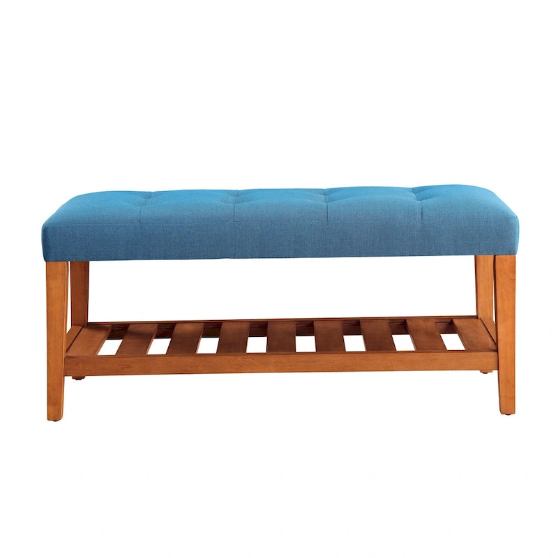 Banc de rangement capitonné gris / gris clair / bleu / beige, 1 place