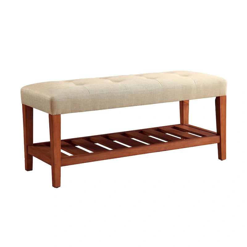 Banc de rangement capitonné gris / gris clair / bleu / beige, 1 place