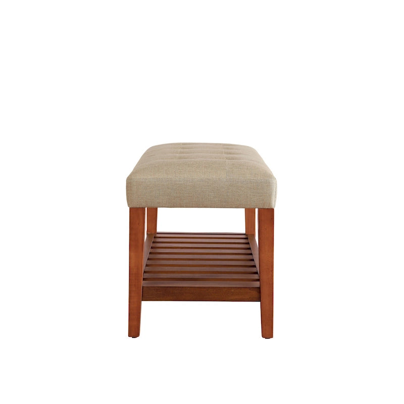 Banc de rangement capitonné gris / gris clair / bleu / beige, 1 place