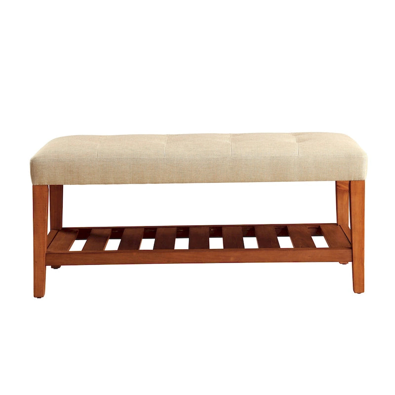 Banc de rangement capitonné gris / gris clair / bleu / beige, 1 place