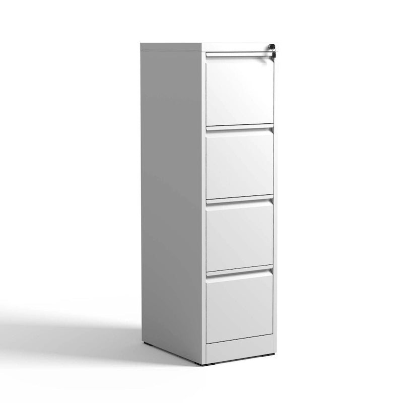 Classeur vertical métallique à 4 tiroirs avec serrure, blanc