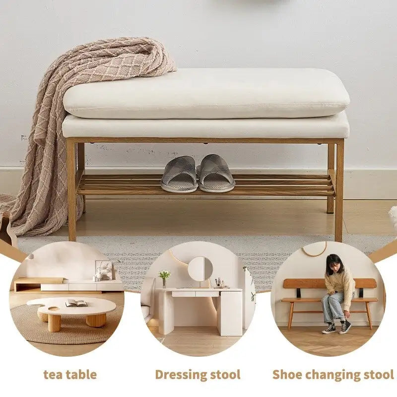Banc ottoman capitonné noir / beige / gris, 2 places