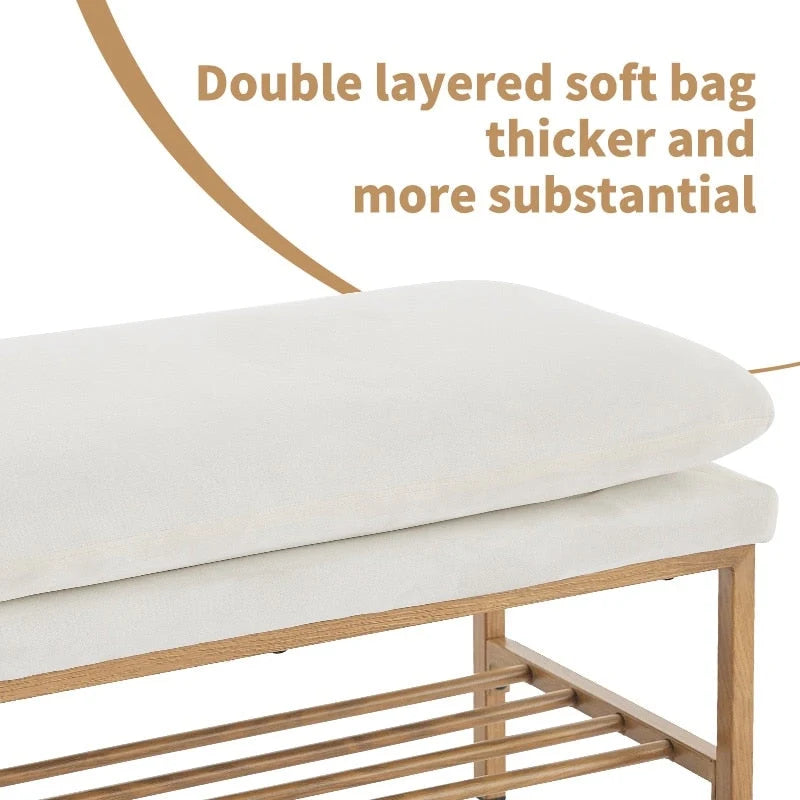 Banc ottoman capitonné noir / beige / gris, 2 places