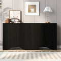 Armoire de rangement à 4 portes rayée noire/bleue marine/blanche avec pieds