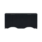 Armoire de rangement à 4 portes rayée noire/bleue marine/blanche avec pieds