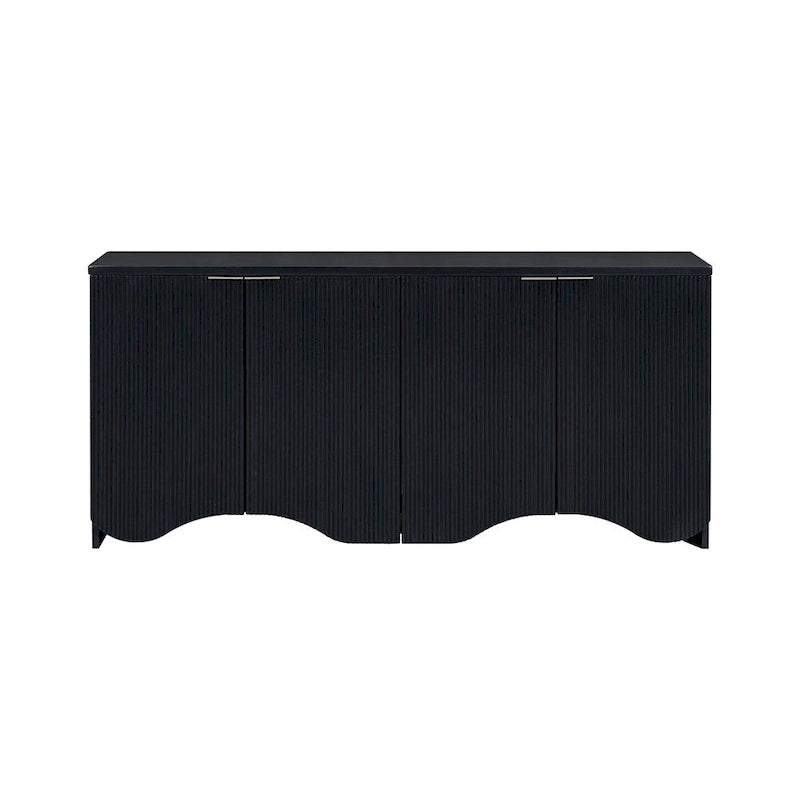 Armoire de rangement à 4 portes rayée noire/bleue marine/blanche avec pieds