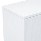 Armoire de rangement à 4 portes rayée noire/bleue marine/blanche avec pieds