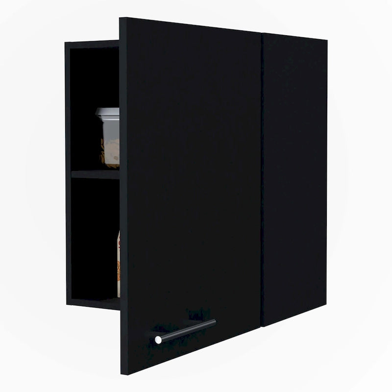 Meuble haut noir, 1 porte, assemblage par une personne