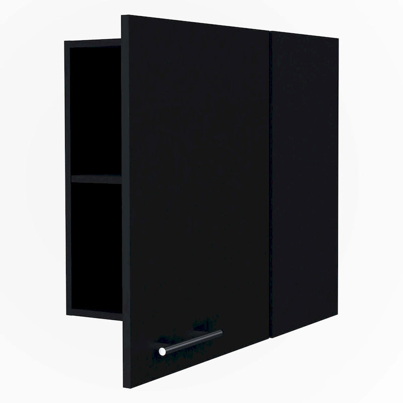 Meuble haut noir, 1 porte, assemblage par une personne