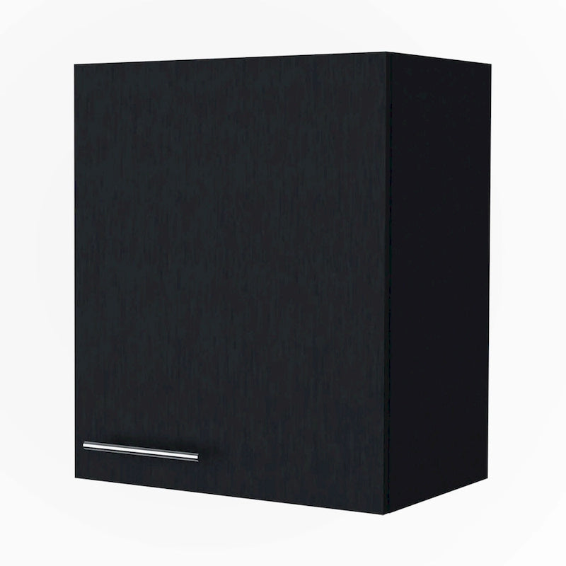 Meuble haut noir, 1 porte, assemblage par une personne
