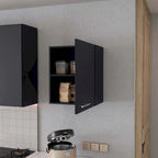 Meuble haut noir, 1 porte, assemblage par une personne
