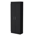 Meuble de rangement de cuisine à 5 étagères et 2 portes, noir/blanc