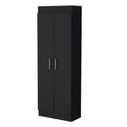 Meuble de rangement de cuisine à 5 étagères et 2 portes, noir/blanc