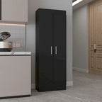 Meuble de rangement de cuisine à 5 étagères et 2 portes, noir/blanc
