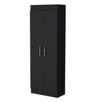 Meuble de rangement de cuisine à 5 étagères et 2 portes, noir/blanc