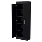 Meuble de rangement de cuisine à 5 étagères et 2 portes, noir/blanc