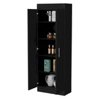 Meuble de rangement de cuisine à 5 étagères et 2 portes, noir/blanc