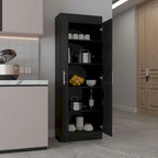 Meuble de rangement de cuisine à 5 étagères et 2 portes, noir/blanc