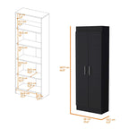 Meuble de rangement de cuisine à 5 étagères et 2 portes, noir/blanc