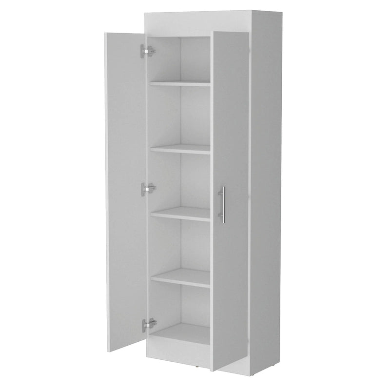 Meuble de rangement de cuisine à 5 étagères et 2 portes, noir/blanc
