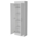Meuble de rangement de cuisine à 5 étagères et 2 portes, noir/blanc