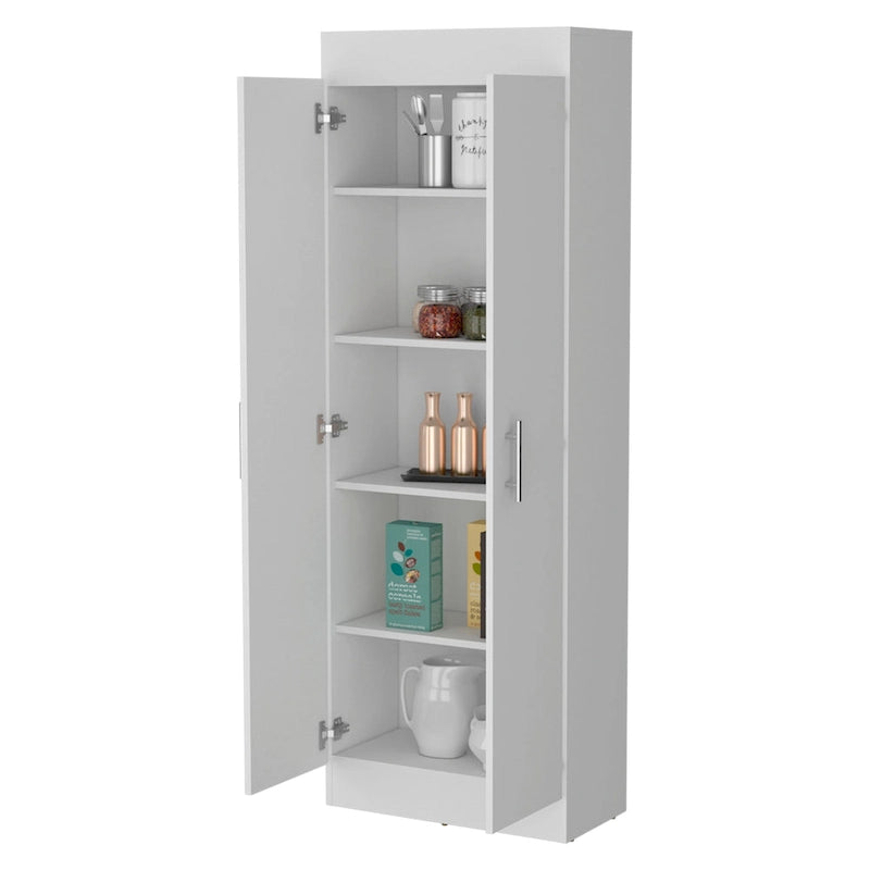 Meuble de rangement de cuisine à 5 étagères et 2 portes, noir/blanc