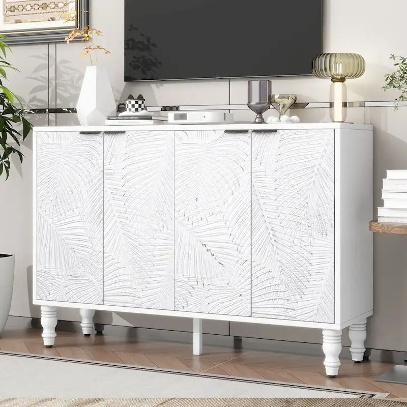 Meuble TV et console multimédia blancs à 2 portes, 120 cm l