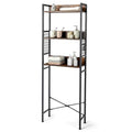 Étagère de rangement 3 niveaux en bois et acier, marron rustique, à placer au-dessus des toilettes, 1 unité