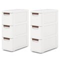 Meuble de rangement roulant étroit blanc à 3 tiroirs, lot de 2