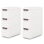 Meuble de rangement roulant étroit blanc à 3 tiroirs, lot de 2
