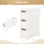 Meuble de rangement roulant étroit blanc à 3 tiroirs, lot de 2