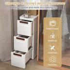 Meuble de rangement roulant étroit blanc à 3 tiroirs, lot de 2
