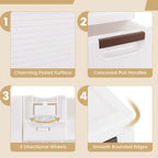 Meuble de rangement roulant étroit blanc à 3 tiroirs, lot de 2
