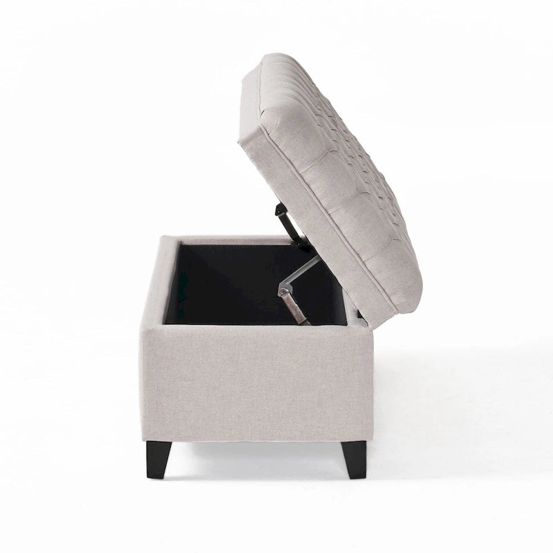 Banc ottoman de rangement capitonné gris et marron, 1 à 2 places